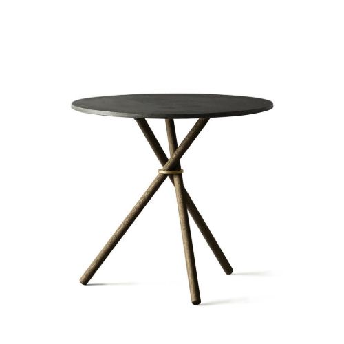 Eberhart Furniture Aldric Café Table Ø: 80 cm - Dark Concrete/Dark Oak
