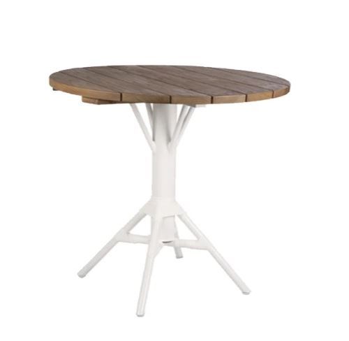 Sika-Design Nicole Cafébord Ø: 80 cm - White Aluminium/Teak