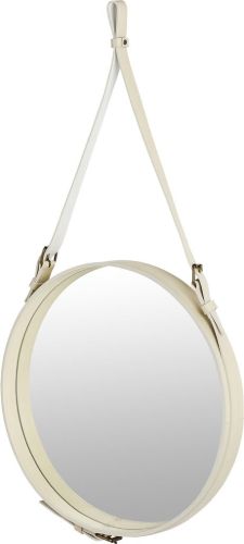 GUBI Adnet Wall Mirror Circular Ø: 58 cm - Cream Leather