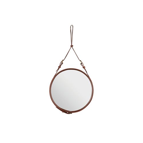 GUBI Adnet Wall Mirror Circular Ø: 45 cm - Tan leather