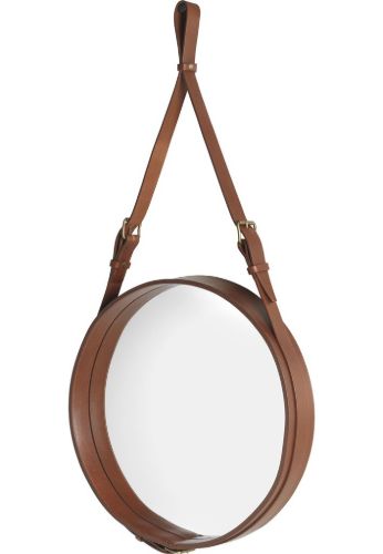 GUBI Adnet Wandspiegel Rund Ø: 58 cm – Hellbraunes Leder
