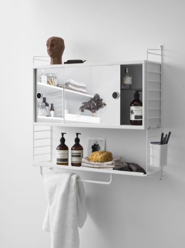 String Furniture Schrank mit Spiegeltüren 78x37 cm - Weiß
