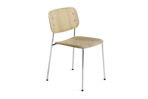 HAY Soft Edge 40 Chair w. Standard Gliders  - Chromed Steel/Lacquered Oak