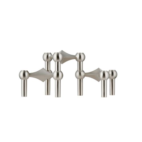 STOFF Nagel Candle Holder Set of 3 H: 6,5 cm - Brushed Chrome