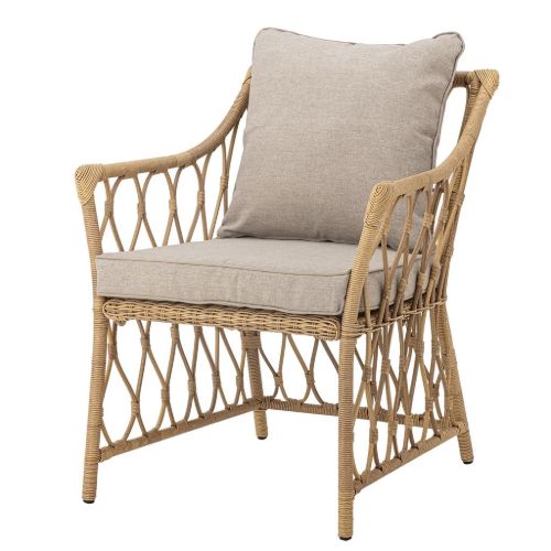 Bloomingville Belluce Loungesessel m. Hocker H: 82 cm - Natur geflochtenes Polyrattan