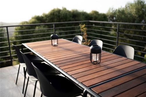 HOUE Falk Outdoor Esszimmerstuhl H: 83 cm - Schwarzes Aluminium/Schwarz