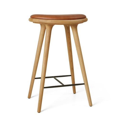 Mater High Stool H: 69 cm - Olieret Eg/Læder