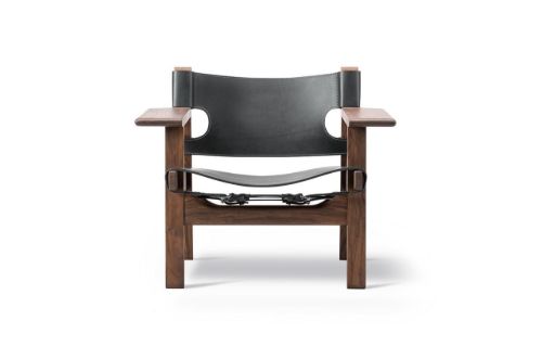 Fredericia Furniture 2226 Den Spanske Stol af Børge Mogensen SH: 33 cm - Sort Læder/Valnød