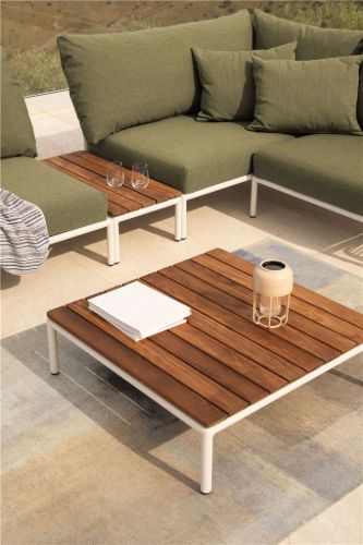 HOUE Level 2 Couchtisch 81x81 cm - Thermo Esche/Mattweiß