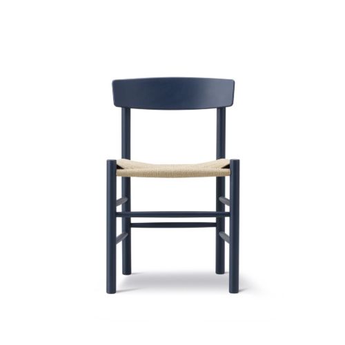 Fredericia Furniture 3239 J39 Mogensen Spisebordsstol  - Indigo Blue Bøg/Naturfarvet Flet