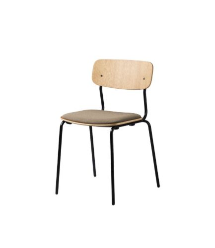 FDB Møbler J182 Holmen Stapelstuhl 79,5 x 50 cm – Schwarzer Stahl, Eiche, Taupe VORBESTELLUNG: ENDE NOVEMBER 2024