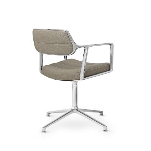 Vipp 453 Drehstuhl + Stuhl u. Räder – Aluminium/Textil, dunkler Sand