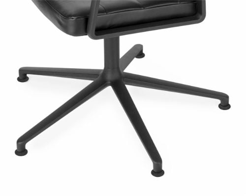 Vipp 453+ Drehstuhl mit Rollen - Schwarzes Aluminium/Schwarzes Leder