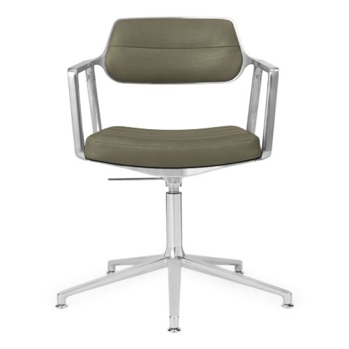 Vipp 453+ Swivel Stol u. Hjul - Aluminium/Bosco Green Læder