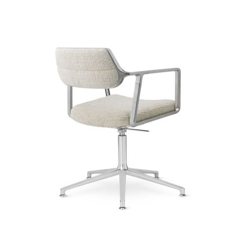 Vipp 453+ Drehstuhl ohne Rollen – Aluminium/Cremeweiß/Hellgrau
