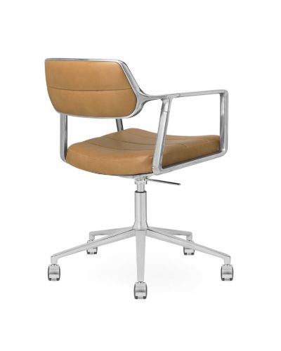 Vipp 453+ Drehstuhl mit Rädern - Aluminium/Kamel
