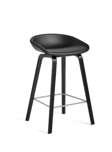 HAY AAS33 Barstol High  - Black Lacquered Oak / Sierra SI1001 / Stainless Steel Footrest