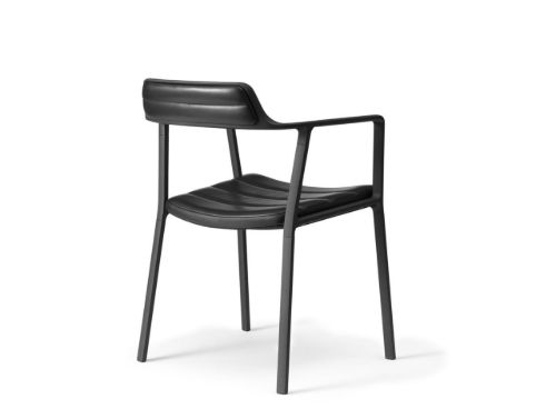 Vipp 451 Stuhl SH: 44,5 cm – Schwarzes Leder