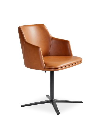 Skovby SM55 Spisebordsstol m. Drejefod H: 78 cm - Calvados Cognac læder/Sort Aluminium