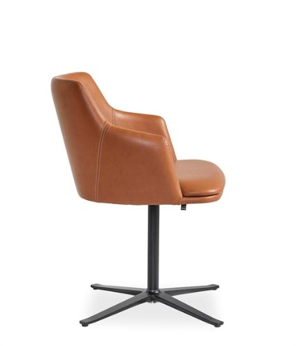 Skovby SM55 Esszimmerstuhl mit Drehfuß, Höhe: 78 cm – Calvados-Leder/Schwarzes Aluminium