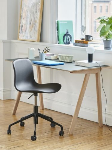 HAY AAC51 Vollgepolsterter Bürostuhl mit Rollen, SH: 42–56 cm – Steelcut 190/Aluminium