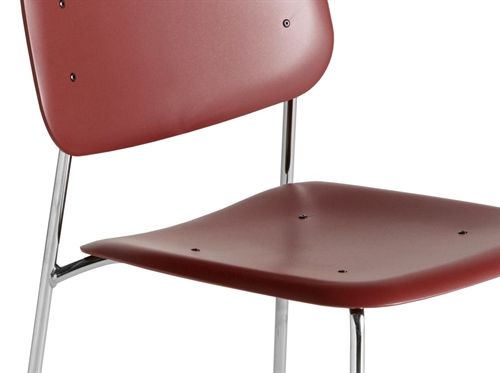 HAY Soft Edge P10 Esszimmerstuhl SH: 47,5 cm – Verchromter Stahl / Herbstrot