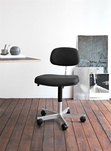 Montana Kevi 2534U Vollgepolsterter Bürostuhl, SH: 40–53 cm – schwarzes Elegance-Leder/Aluminium
