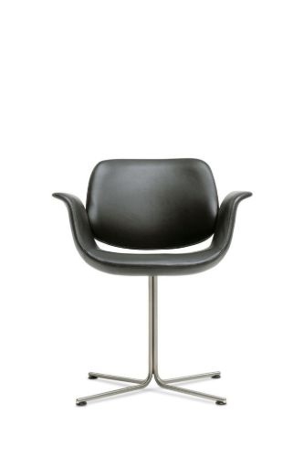 Fredericia Furniture Erik Jørgensen EJ 205 Flamingo Stol SH: 45 cm - Sort Læder/Rustfrit Stål