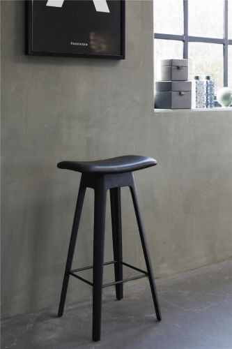 Andersen Furniture HC1 Barhocker SH: 67 cm – Schwarzes Leder/Schwarz