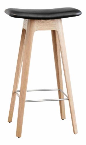 Andersen Furniture HC1 barstol SH: 67 cm - Sort Læder/Eg Hvidpigmenteret