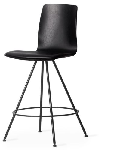 Skipper Spike Slim Barstol m. Ryglæn SH: 66 cm - Sort Eg/Dark Brown Vacchetta Læder