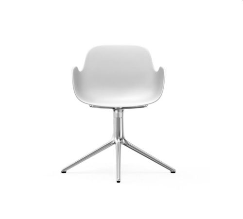 Normann Copenhagen Form Drehstuhl mit Armlehnen SH: 44 cm – Weiß/Aluminium