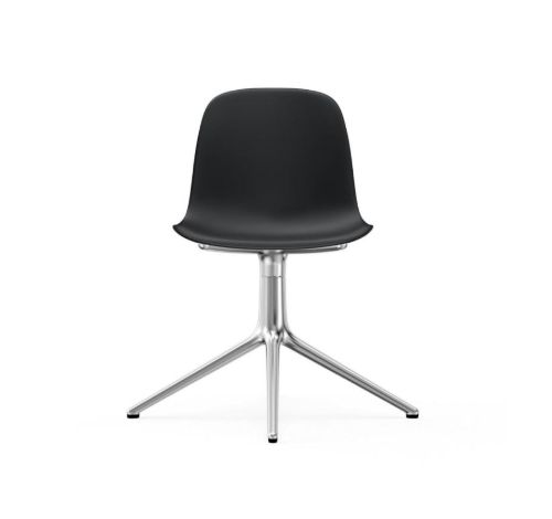 Normann Copenhagen Form Drehstuhl SH: 44 cm – Schwarz/Aluminium