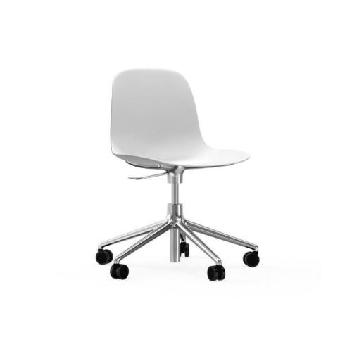 Normann Copenhagen Form Drejestol m. hjul - Hvid/Aluminium