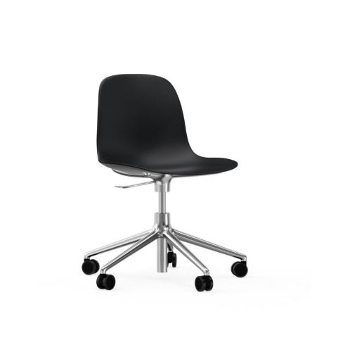 Normann Copenhagen Form Drejestol m. hjul - Sort/Aluminium