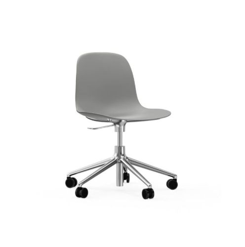 Normann Copenhagen Form Drejestol m. hjul - Grå/Aluminium