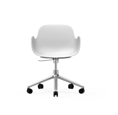 Normann Copenhagen Form Drehstuhl mit Armlehnen und Rollen – Weiß/Aluminium