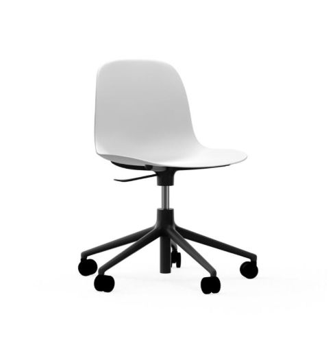 Normann Copenhagen Form Drejestol m. hjul - Hvid/Sort Aluminium