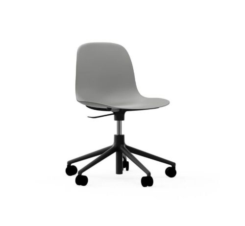 Normann Copenhagen Form Drejestol m. hjul - Grå/Sort Aluminium