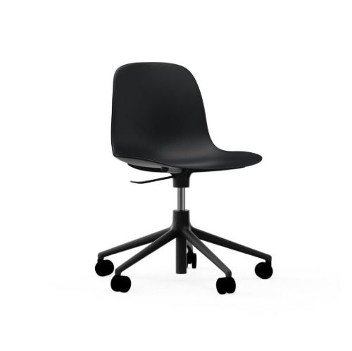 Normann Copenhagen Form Drejestol m. hjul - Sort/Sort Aluminium