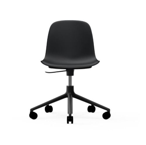 Normann Copenhagen Form Drehstuhl mit Rollen – Schwarz/Schwarzes Aluminium