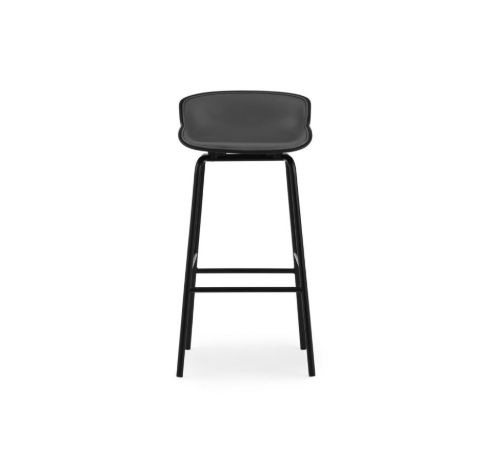 Normann Copenhagen Hyg gepolsterter Barhocker vorne, SH: 75 cm – schwarzes Leder/Stahl