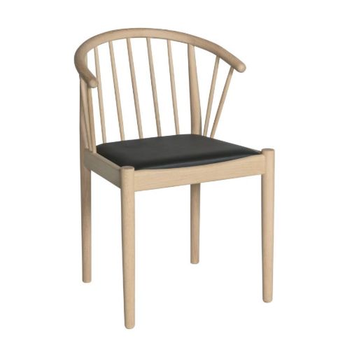 Haslev Lindeberg Stol SH 45 cm - Sort Læder / Ubehandlet Eg