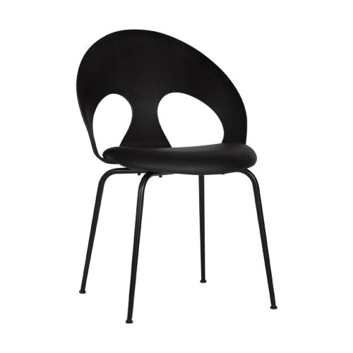 Vermund VL1100 Spisebordsstol SH: 46 cm - Sort Krom/Sortbejdset Eg/Sort Sierra Læder