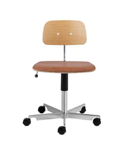 Montana Kevi 2533 Sitz gepolsterter Bürostuhl SH: 48–61 cm – Eiche/Chrom/Brady Ultra-Leder