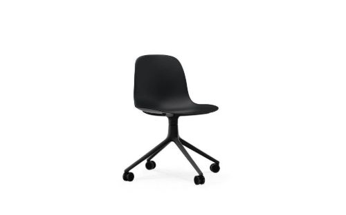 Normann Copenhagen Form Drejestol m. hjul u. armlæn SH: 45cm - Sort Alu/Sort