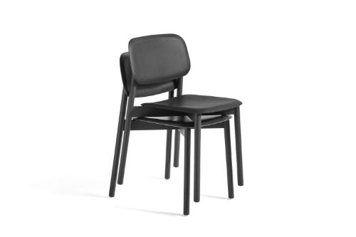 HAY Soft Edge 60 Esszimmerstuhl SH: 47,5 cm – Schwarz lackierte Eiche/Schwarz lackierte Eiche