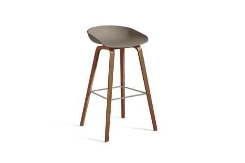 HAY AAS 32 Barstol High SH: 75 cm - Lacquered Walnut Veneer/Khaki