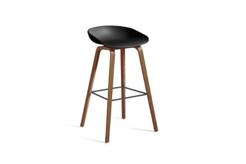 HAY AAS 32 Barstol High SH: 75 cm - Lacquered Walnut Veneer/Black