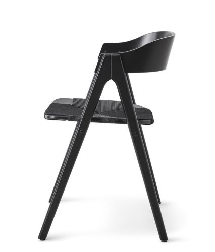 Findahl by Hammel Mette Stuhl mit schwarzem Korbgeflecht SH: 45 cm – Schwarz lackierte Buche